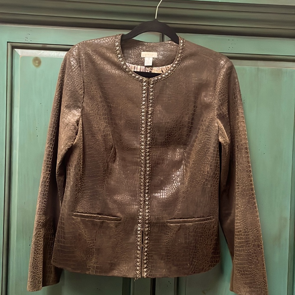 Chico’s Polyester/Polyurethane Ladies Jacket Size 1 (8/10/Med)